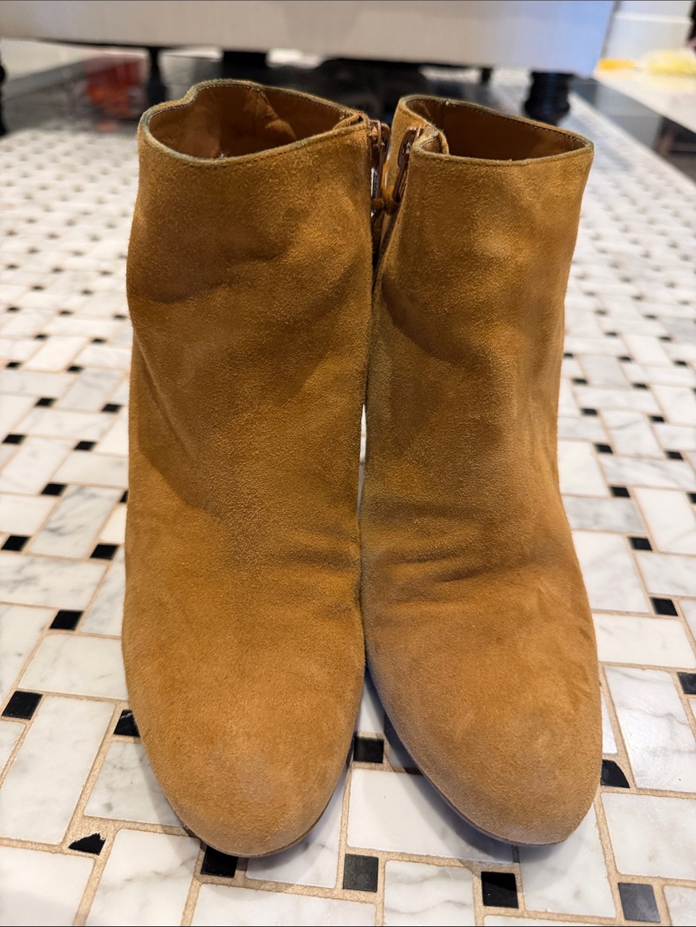 Stuart Weitzman Women’s Suede Ankle Bootie in Camel - Stylish Zip Closure 7